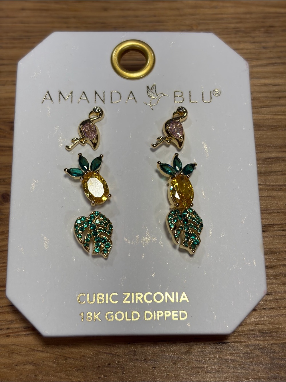 Gold-Tone Tropical Green & Yellow Earring Set